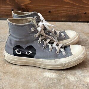 Gray Converse Hightop CDG Comme Des Garcons, Unisex Womens 7/Mens 5